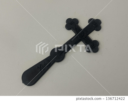 the crosses on the floor in the church. top view 136712422