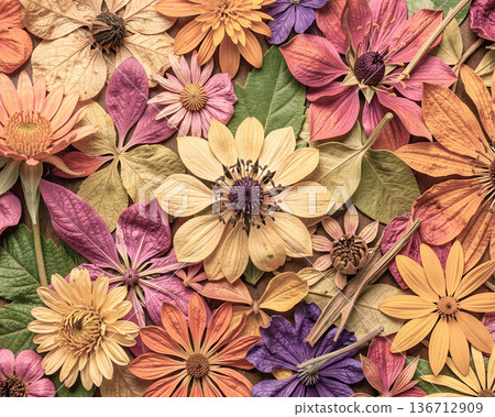 Exotic dried bloom colorful backdrop 136712909