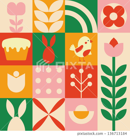 Seamless pattern on the theme of Happy Easter Seamless pattern on the theme of Happy Easter 136713184
