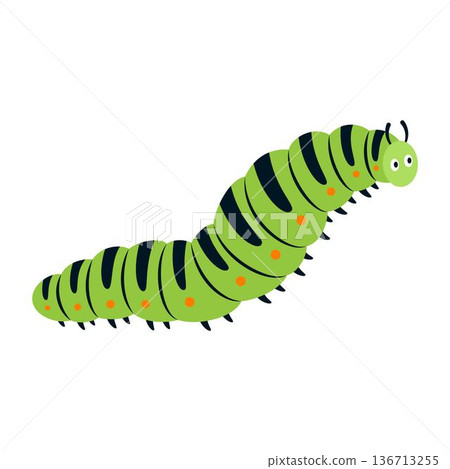 cute caterpillar character isolated 136713255