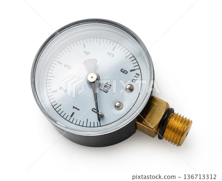 pressure gauge close-up on a white isolated pressure gauge close-up on a white isolated 136713312