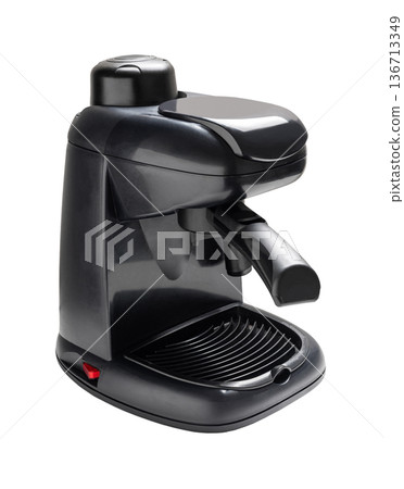 Black coffee machine on a white isolated 136713349