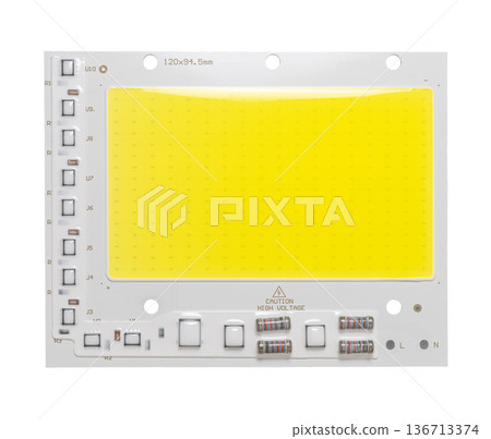 LED flashlight close-up, on a white isolated 136713374