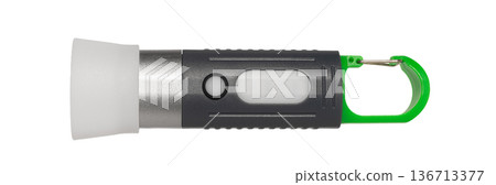 hand flashlight close-up, on a white isolated hand flashlight close-up, on a white isolated 136713377
