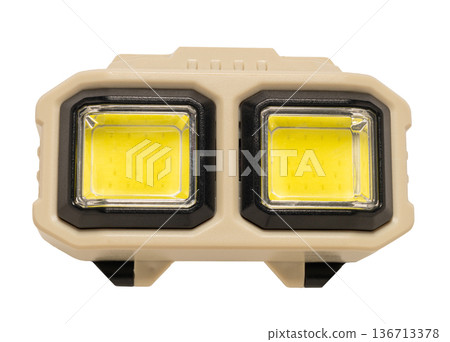 hand flashlight close-up, on a white isolated hand flashlight close-up, on a white isolated 136713378