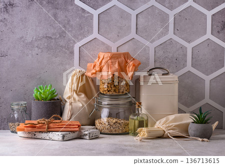 Beeswax wrap. Reusable plastic free concept Beeswax wrap. Reusable plastic free concept 136713615