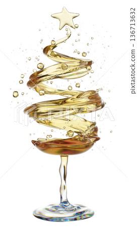 Champagne Glass Art: Christmas Tree Swirl with Star Topper for Holiday Celebration Champagne Glass Art: Christmas Tree Swirl with Star Topper for Holiday Celebration 136713632