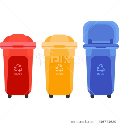 Trash bin for garbage sorting icon vector Trash bin for garbage sorting icon vector 136713680