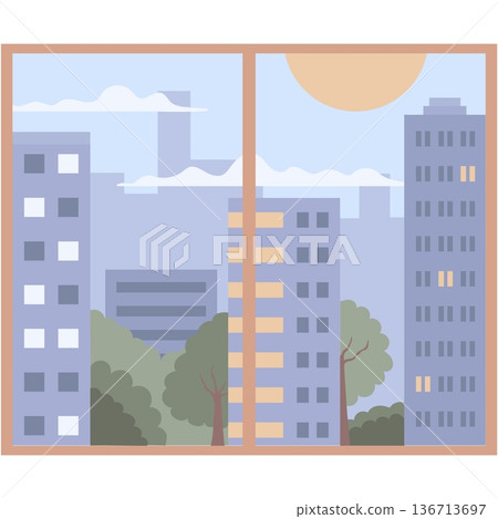 Window view on city vector isolated icon 136713697