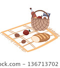 Picnic snack in basket vector icon illustration 136713702