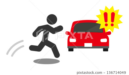 一個人突然跳到汽車前面。 一個人突然跳到汽車前面。 136714049