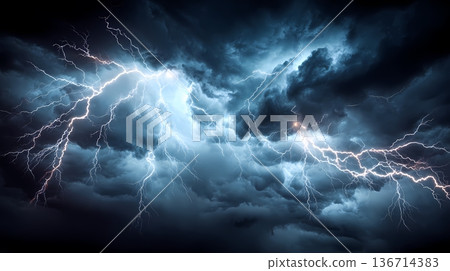 Thunderstorm lightning. Perfect for background 136714383