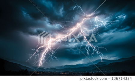 Thunderstorm lightning. Perfect for background 136714384