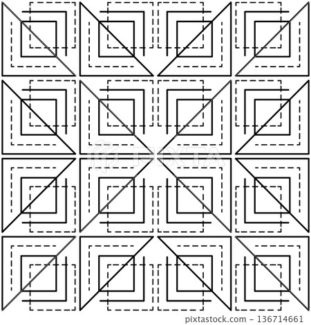 Monochrome clear ornament of squares and triangles Monochrome clear ornament of squares and triangles 136714661