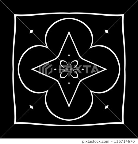 Abstract Flower Icon on Black Background.. 136714670