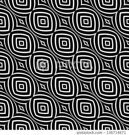 Abstract Diagonal Seamless  Black and White Lines Pattern. 136714671
