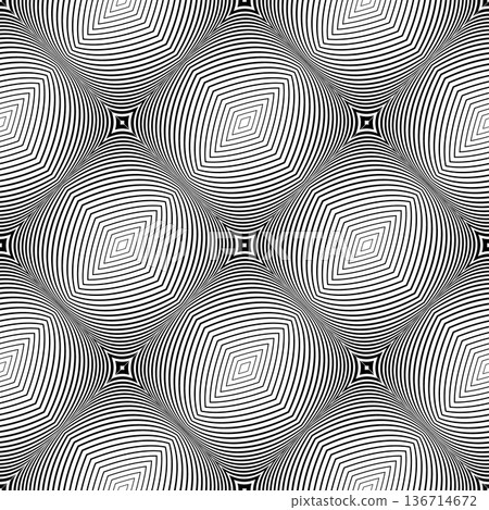 Seamless Op Art Pattern with 3D Illusion Effect. Lines Texture. 136714672