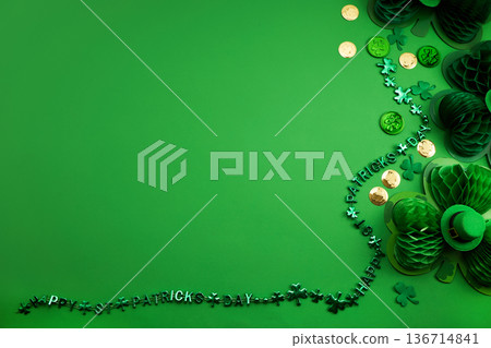St. Patrick's day design with shamrocks and gold coins St. Patrick's day design with shamrocks and gold coins 136714841