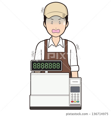 Cashier and male cafe staff ⑤ 136714975