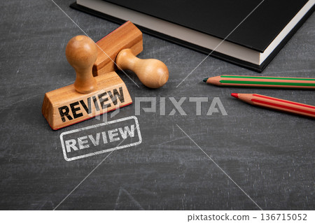 REVIEW Approval Process Concept With Wooden Stamp And Chalkboard REVIEW Approval Process Concept With Wooden Stamp And Chalkboard 136715052