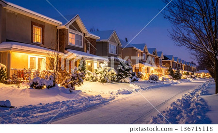 冬夜深人靜，一片荒涼的居民區 136715118