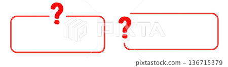 Rounded red frame with question marks on each side 136715379