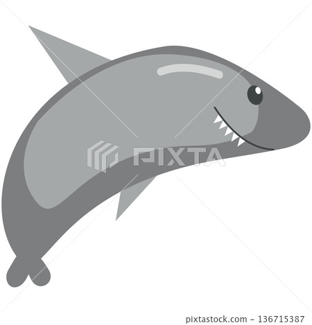 Cartoon shark vector cute ocean fish illustration 136715387