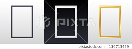 Black, white, gold frames on gradient background 136715459