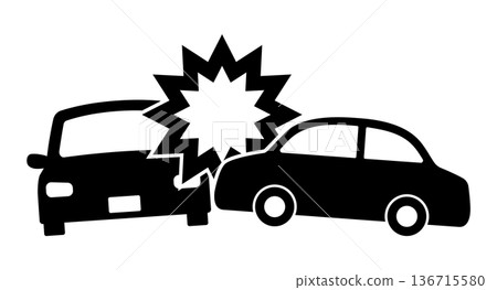 Silhouette of a two-car collision Silhouette of a two-car collision 136715580