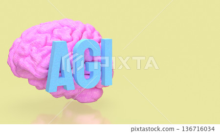 Artificial General Intelligence Brain Concept 3d render. 136716034