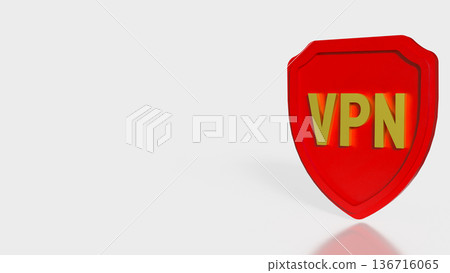 Secure VPN Protection Shield Cyber Security Concept 3d render. 136716065
