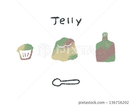 Colorful hand-drawn illustrations of jelly that can be used as icons or symbols in designs Colorful hand-drawn illustrations of jelly that can be used as icons or symbols in designs 136716202