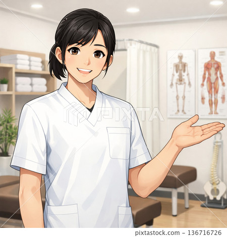 A woman explaining the treatment and the clinic 136716726