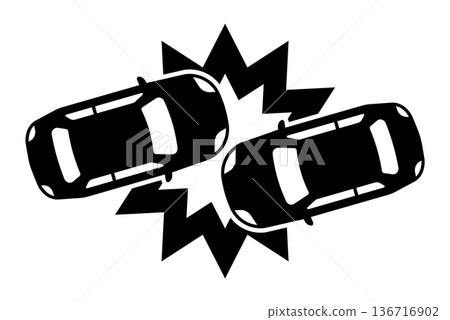 兩車相撞的輪廓 兩車相撞的輪廓 136716902
