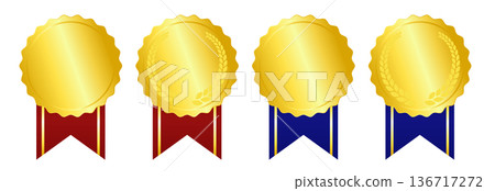 Gold medal set with ribbon 136717272