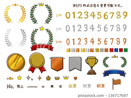 Laurel wreath frame, custom numbers set, hand-drawn Laurel wreath frame, custom numbers set, hand-drawn 136717697
