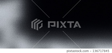 Grainy glowing noise gradient silver graphite poster backdrop with copy space black white texture 136717845