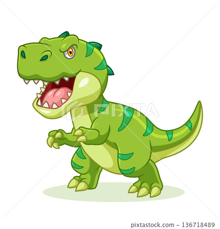 Cute dinosaur cartoon standing and angry Cute dinosaur cartoon standing and angry 136718489