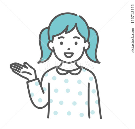 女孩（兒童）引導和介紹（手掌，上半身）的插圖 136718553
