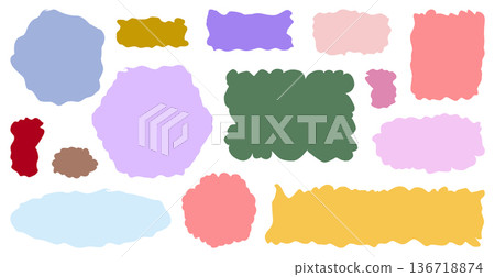 Set of wavy organic blob spots. Colorful fluid islands and soft clouds for background fills, sticker graphics abstract 136718874