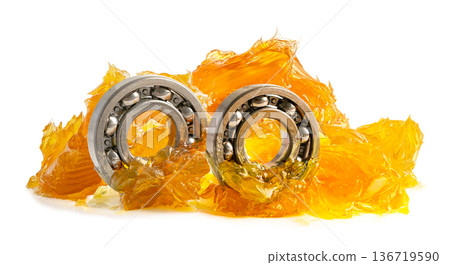 Ball bearing stainless with grease lithium machinery lubrication for automotive and industrial  isolated on white background. 136719590