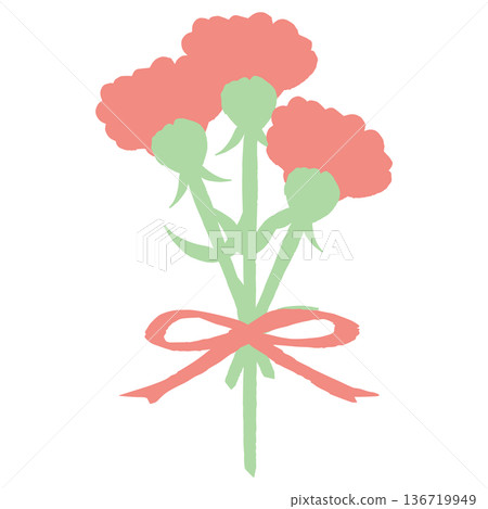 Simple hand-drawn illustration cut series for May school newsletters | Carnation (Mother's Day) 136719949