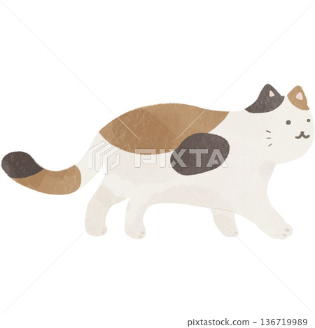 可愛的水彩貓咪插畫素材 | 貓咪、動物、寵物 136719989
