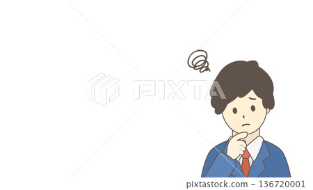 Illustration of a troubled businessman, worried man, upper body Illustration of a troubled businessman, worried man, upper body 136720001