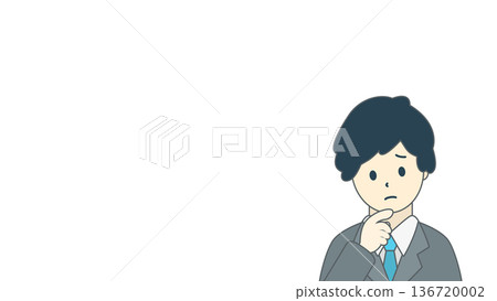 Illustration of a troubled businessman, worried man, upper body 136720002