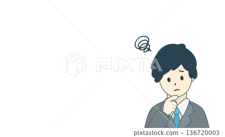 一位憂心忡忡的商人,上半身的插圖 一位憂心忡忡的商人,上半身的插圖 136720003