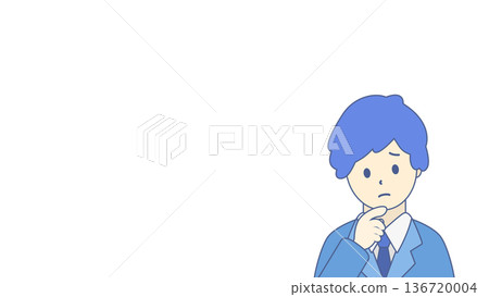 一位憂心忡忡的商人,上半身的插圖 一位憂心忡忡的商人,上半身的插圖 136720004