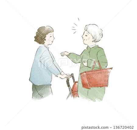 女人們在超市聊天 136720402