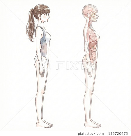 年輕女子及器官標本 136720473