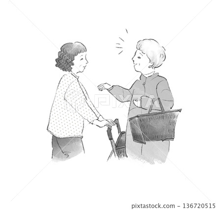 超市裡，幾位老婦在聊天。 136720515